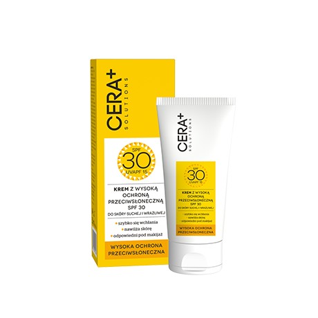 Krem z wysoką ochroną przeciwsłoneczną SPF 30 do skóry suchej i wrażliwej, 50 ml Cera Plus Solutions